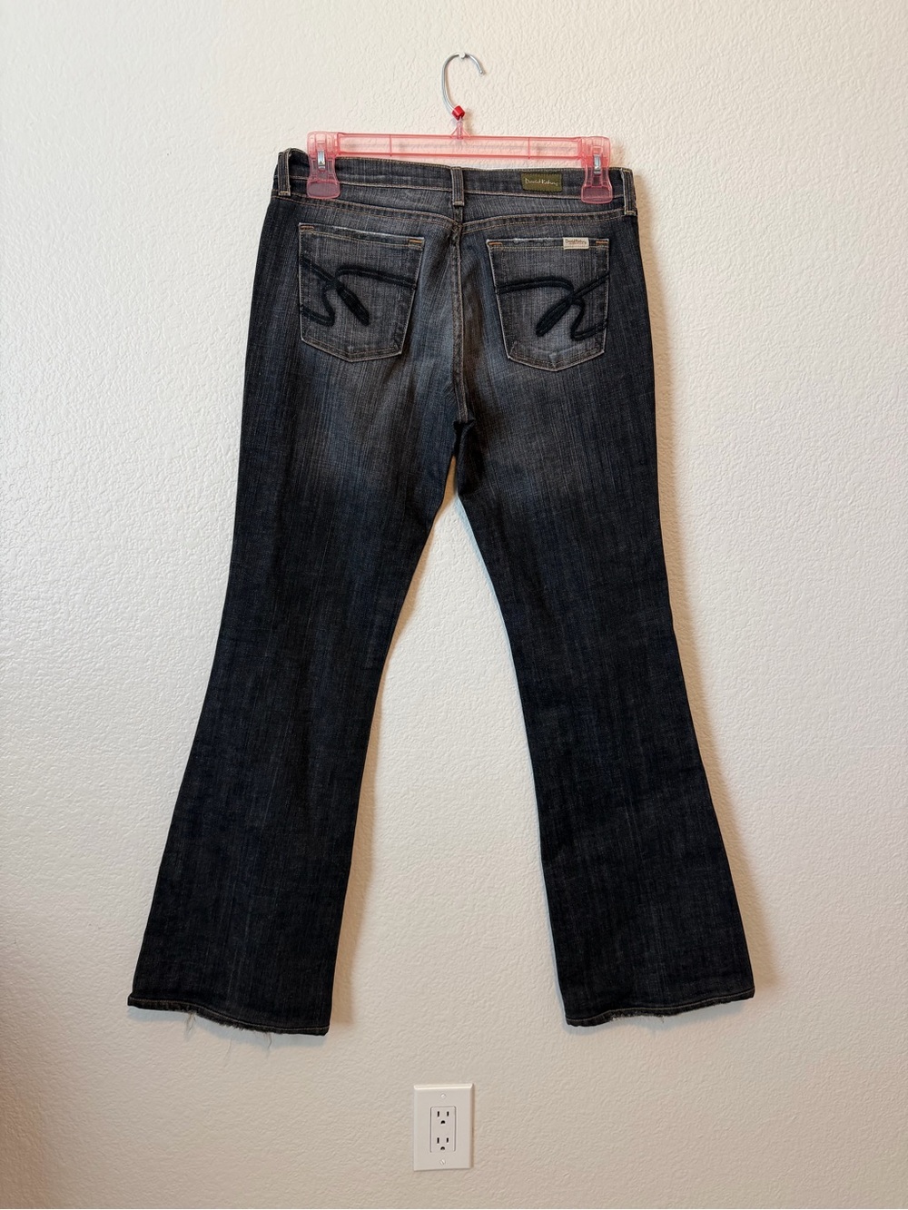 Vintage David Kahn Women's Dark Wash Flare Jeans - Black